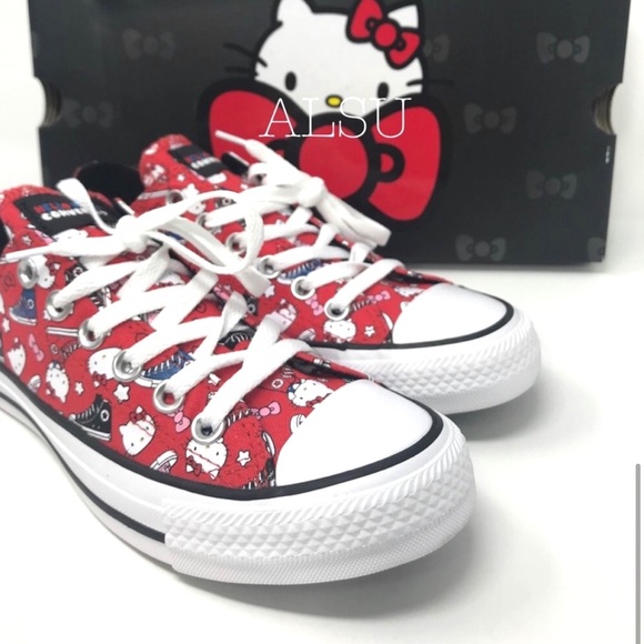 Converse & Hello Kitty 363914F Ctas OX 14F Fiery Red Kids Size Low Top Sneakers - Picture 6 of 8